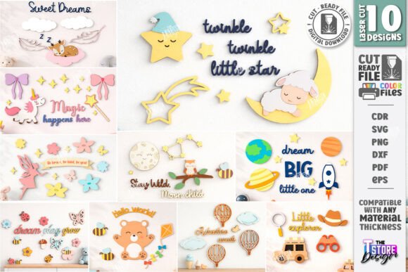 Download Nursery Wall Decor Laser Cut Bundle |CNC - Wall decor Collection