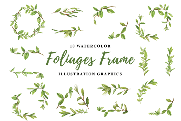 Download 10 Watercolor Foliages Frame - Foliages Collection