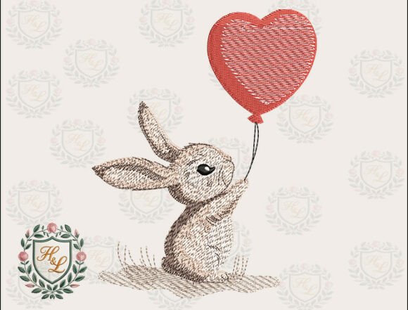 Download Bunny Heart Balloon Embroidery Files - Embroidery files Collection